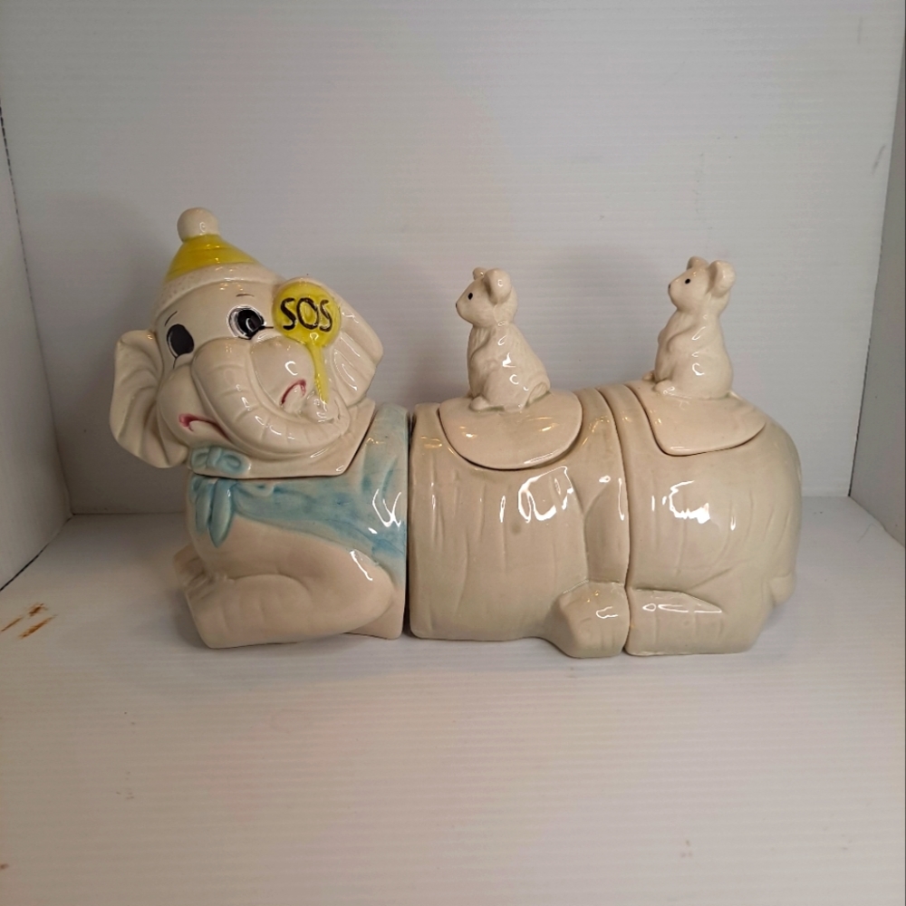 Elephant And Mice Canister/Cookie Jar